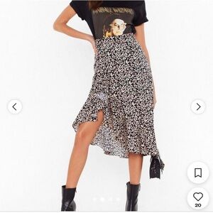 Nasty Gal Leopard Print Asymmetrical Midi Skirt Size 4